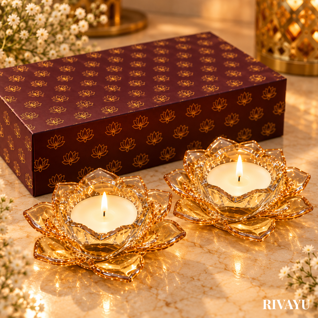 Lotus Duo, Crystal Tealight Gift Set