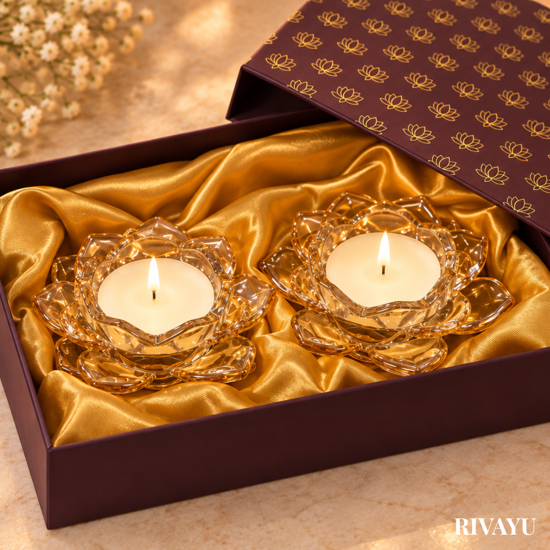 Lotus Duo, Crystal Tealight Gift Set