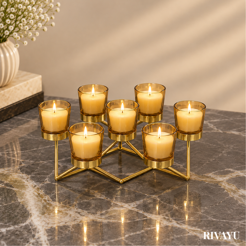 Celestial Grid, Gold Geometric Candle Holder
